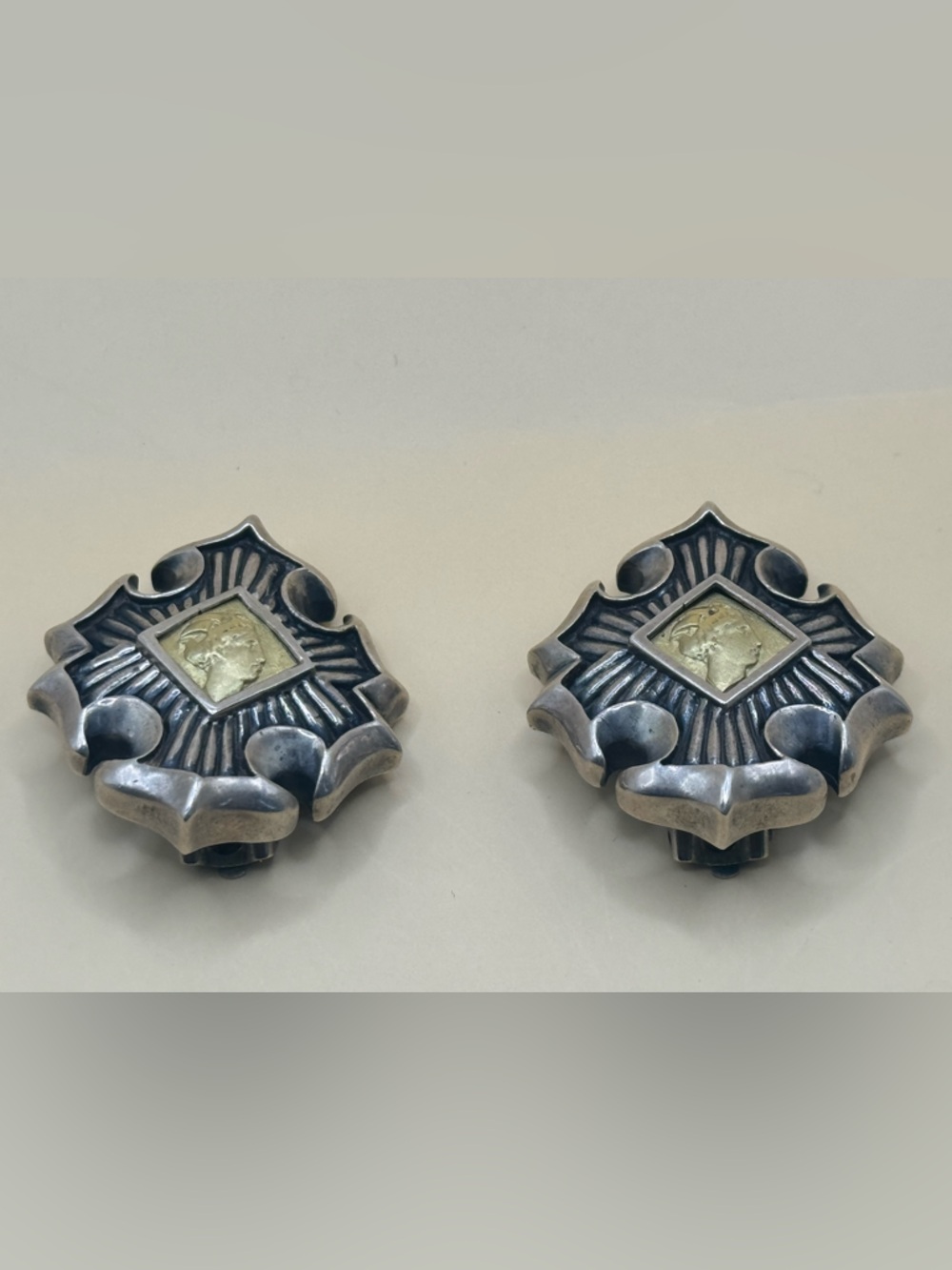 Esti Frederica 18K Gold & Sterling Silver Roman Intaglio Clip-On Earrings - Picture 8 of 8